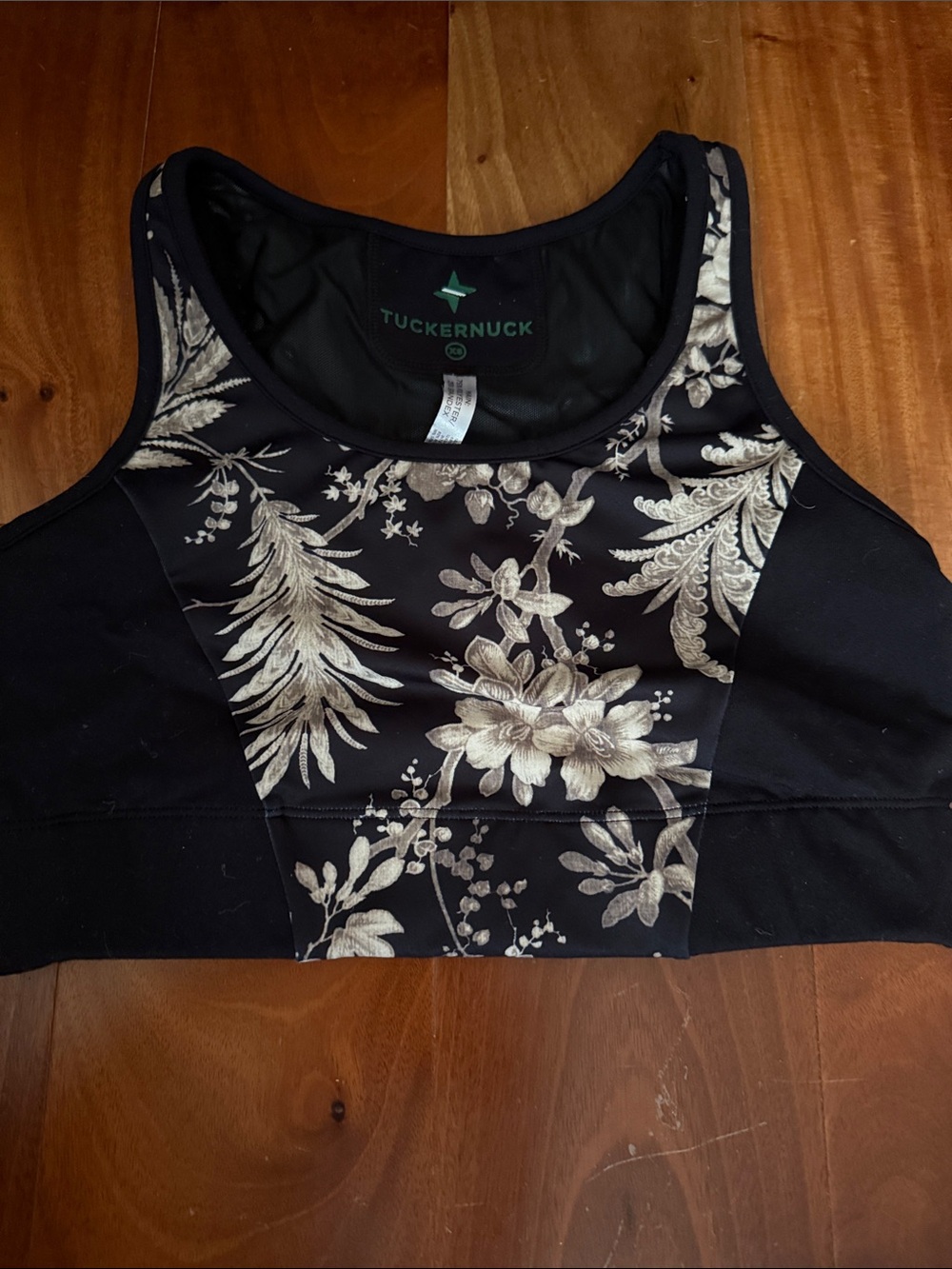 Tuckernuck Black & Cream Floral High-Neck Sports Bra